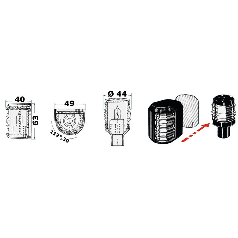 
Feu de navigation Utility 88 noir/proue blanc 
