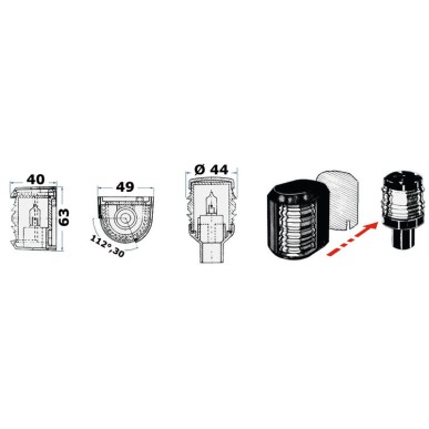 
Feu de navigation Utility 88 noir/proue blanc 
