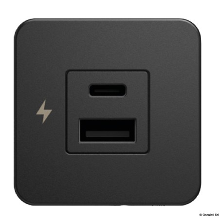 
Prise USB double A+C SCANSTRUT Tile noir 
