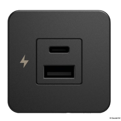 
Prise USB double A+C SCANSTRUT Tile noir 
