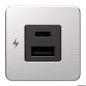 
Prise USB double A+C SCANSTRUT Tile inox 
