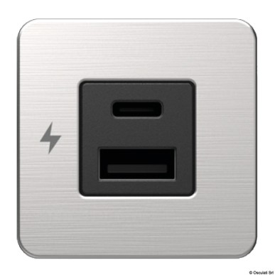 
Prise USB double A+C SCANSTRUT Tile inox 
