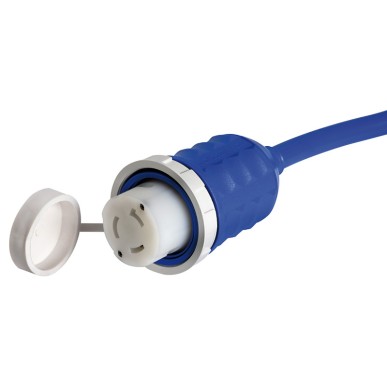 
Câble fiche+capuchon pré-monté bleu 15 m 50 A 
