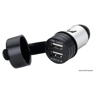 
Double USB avec capuchon étanche 
