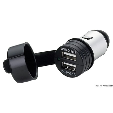 
Double USB avec capuchon étanche 
