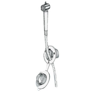 
Douche  bouton finition blanche tuyau PVC 2,5 m Montage  paroi
