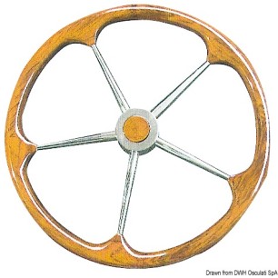 
Barre  roue inox avec couronne en teck 500 mm 
