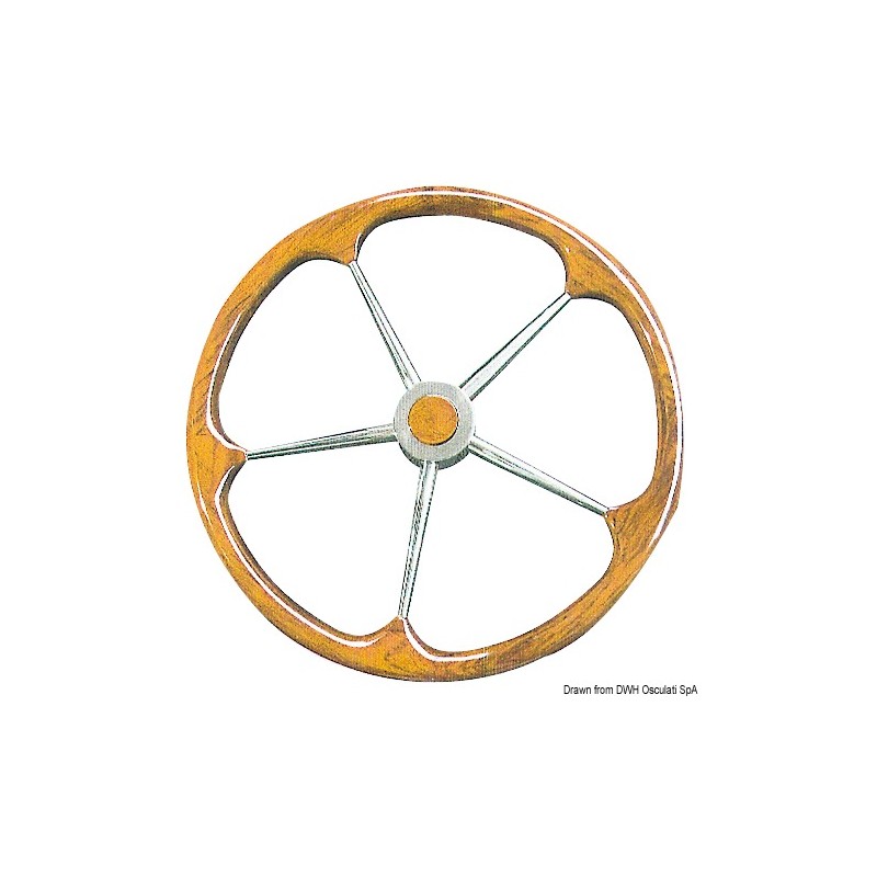 
Barre  roue inox avec couronne en teck 500 mm 
