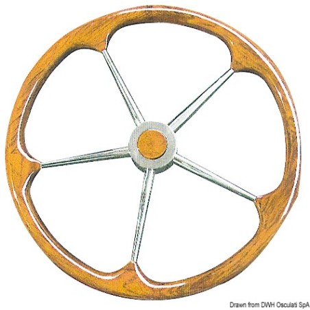 
Barre  roue inox avec couronne en teck 500 mm 
