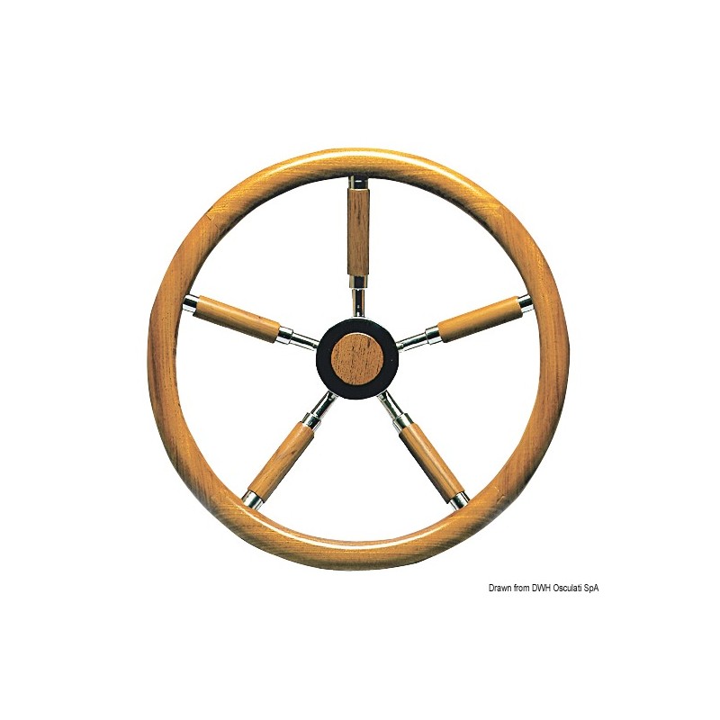 
Barre  roue inox avec couronne en teck 400 mm 
