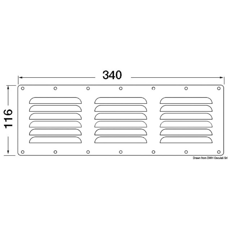 Grille aération inox poli 116x340 mm
Grille aération inox poli 116x340 mm
