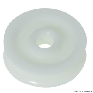 
Poulie en Delrin 45 mm p. bouts Ø 10 mm blanc 
