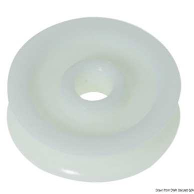 
Poulie en Delrin 45 mm p. bouts Ø 10 mm blanc 
