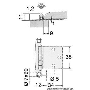 
Charnière inox 38x46 mm 
