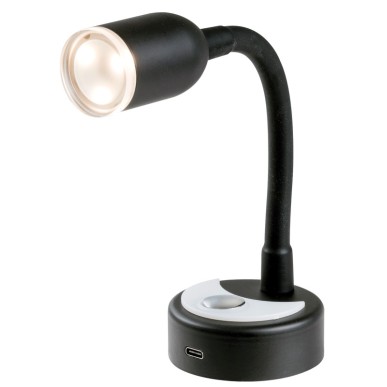Spot LED articulé noir 400 mm 12V avec variateur et prise USB-C 2A - Référence 13.867.46 - EAN13 8033137226076