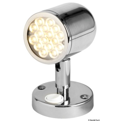 
Spot articulé en inox poli avec interrupteur 
