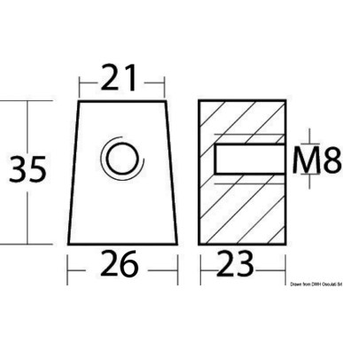 Anode pied aluminium p. Yamaha 30/60 HP | EAN 8033137137518 Ref 43.260.50