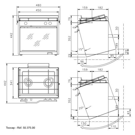 Cuisinière TECHIMPEX Classic compacte 2 feux + four