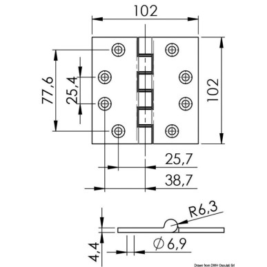 Charnière inox 102 x 102 x 4 mm | EAN 8033137129360 Ref 38.455.14