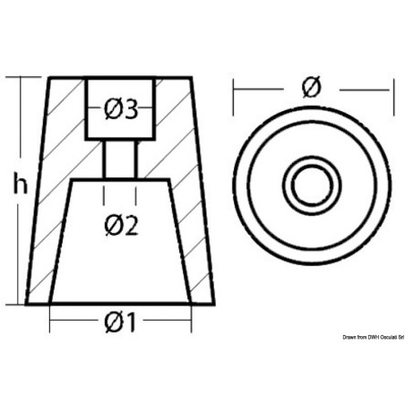 
Anode aluminium ligne axe Radice Ø 61 mm 
