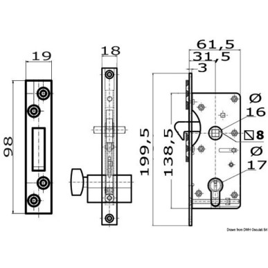Serrure type Yale ext. 16/38 mm fixation saillante | EAN 8033137126727 Ref 38.128.21