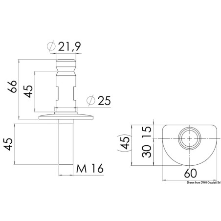 
Base chandelier AISI316 60 x 45 mm 
