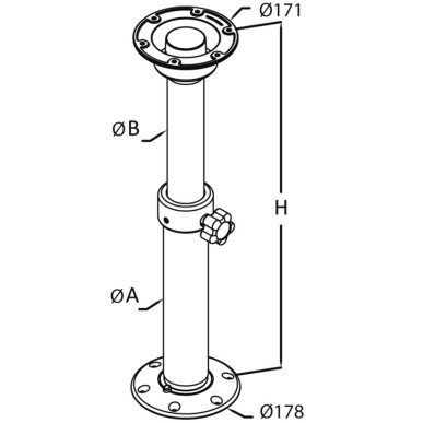 Pied de table aluminium Thread Lock tables génériques| EAN 8033137149849 Ref 48.417.65