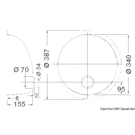 
Evier ronde inox poli miroir 387 mm 
