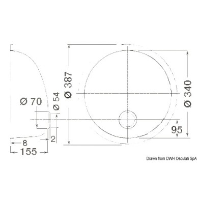 Evier ronde inox poli miroir 387 mm | EAN 8033137152832 Ref 50.186.85