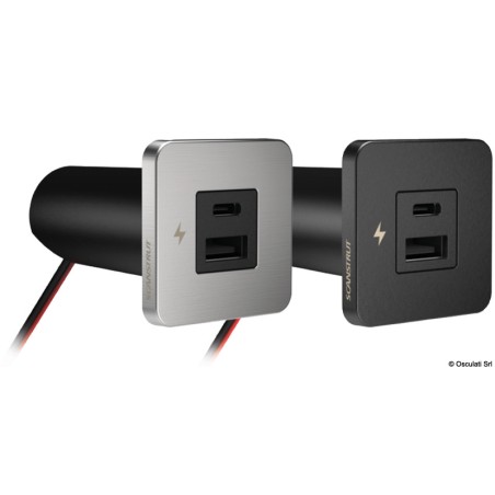 
Prise USB double A+C SCANSTRUT Tile noir 
