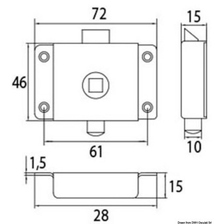 
Serrure WC laiton chromé 70x45 mm 
