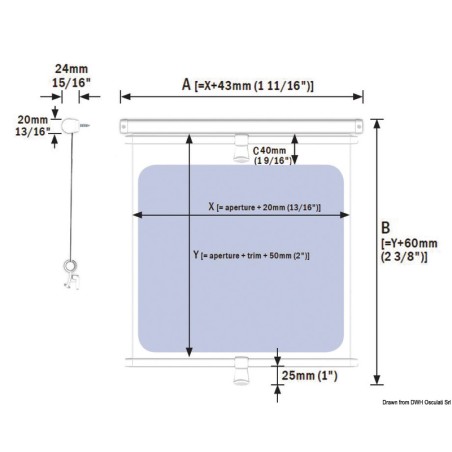 
Rideau  anrouler Oceanair 720 x 320 mm Boîtier du rouleau blanc
