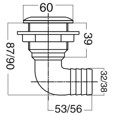
Passe-coque coudé 90° 1"1/2 x 51 mm 
