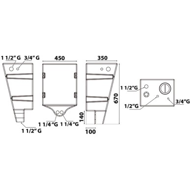 Réservoir eaux usées fixation murale 60 l | EAN 8033137152757 Ref 50.145.60