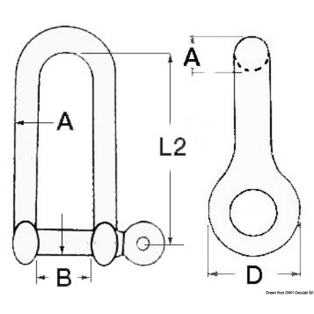 
Manille longue AISI 316 4 mm 
