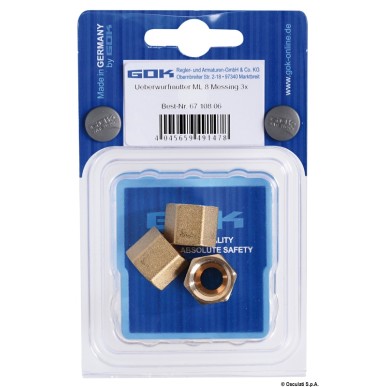 Ecrou laiton p. tuyau cuivre 8 mm (blister 3 pcs) | EAN 8033137152498 Ref 50.013.98