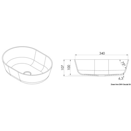 
Evier  poser semi oval Ocritech blanc 350x260 mm 
