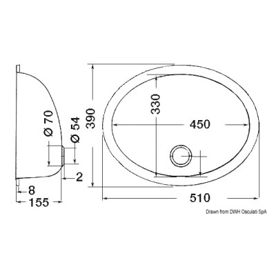 Evier ovale inox poli miroir 510x390 mm | EAN 8033137152849 Ref 50.186.86