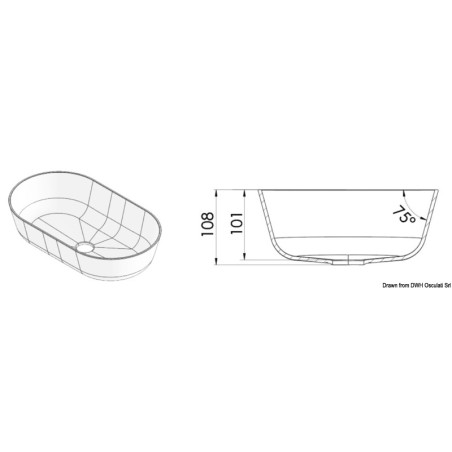 
Evier  poser semi oval Ocritech blanc 450x260 mm 
