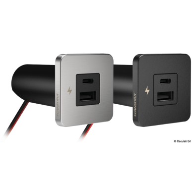 
Prise USB double A+C SCANSTRUT Tile inox 

