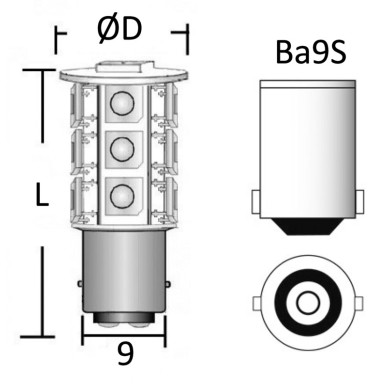 Ampoule LED feux, feux de courtoisie+ feux de navigation culot BA9S| EAN 8033137034732 Ref 14.225.02
