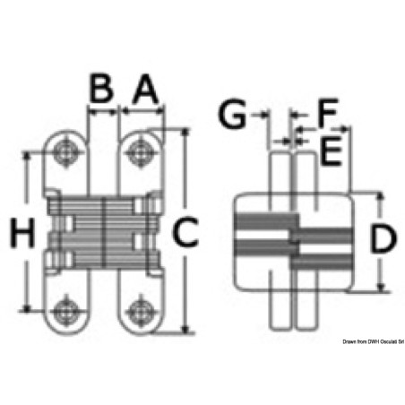 
Charnière escamotable 84 mm Emballage: 2 pièces 
