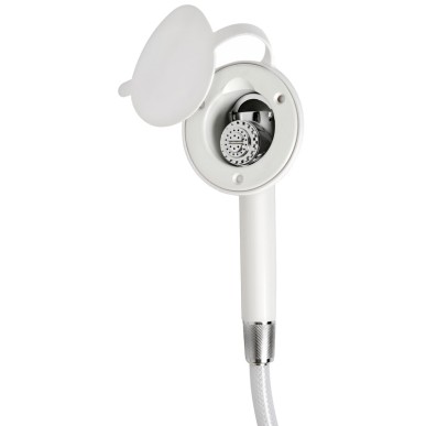 
Douche  bouton finition blanche tuyau PVC 2,5 m Montage  paroi

