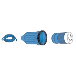 
Câble fiche+capuchon pré-monté bleu 10 m 50 A 
