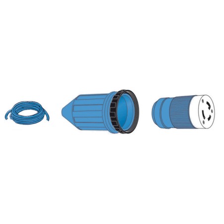 
Câble fiche+capuchon pré-monté bleu 10 m 50 A 
