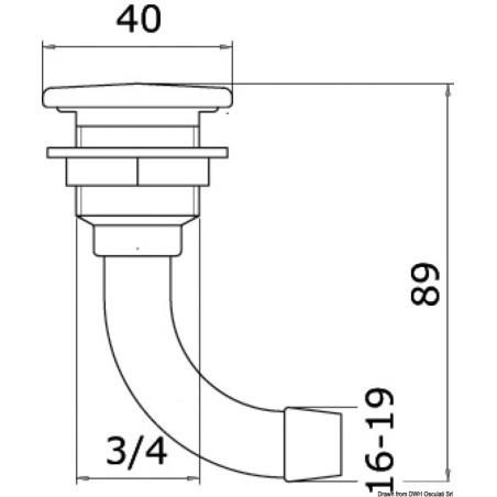 
Event carburant laiton chromé Full Flush 90° Ø19mm 
