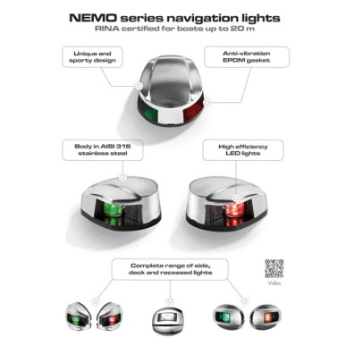 
Feux navigation LED NEMO -gauche+droit 112,5° Bulk montage horizontal
