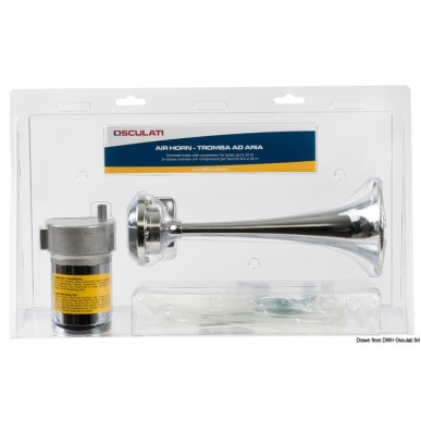 Avertisseur chromé + 1 klaxon 12 V | EAN 8033137049651 Ref 21.442.12