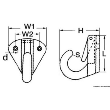 Platine inox AISI 316 avec crochet ouvrable - Accastillage bateau, camping-car & habitat léger