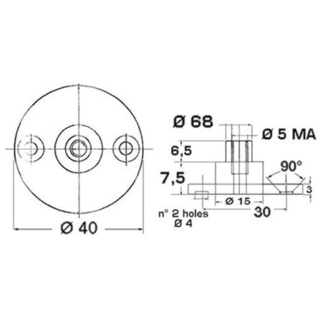 
Base avec pivot Ø 8 mm 

